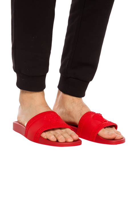 versace flip flops mens red|Versace virtus slides.